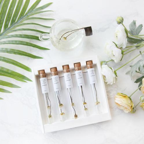 Simple and high-end design Marguerite flower tea stick 5pc set (made in Korea)