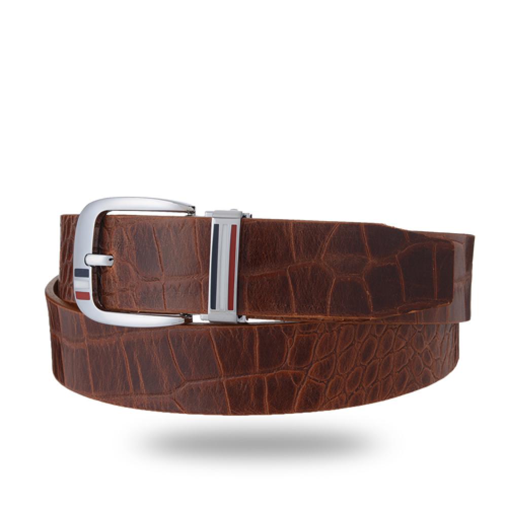 YEUNWOO cowhide Crocodile Pattern BELT x Round  Buckle