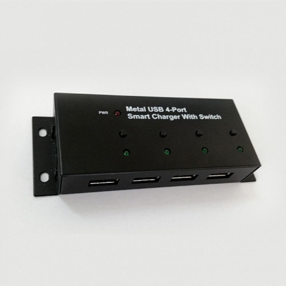 Supporting the 5V USB compatible devices 4Port Smart Charger With Switch Slim Black