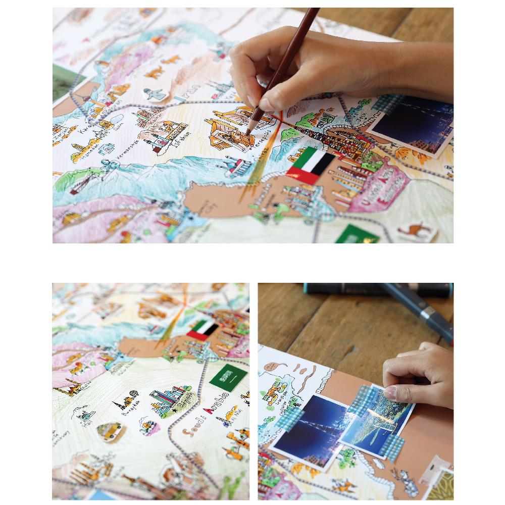 Dream Sky Nation-Map Decorative Coloring Painting DIY Paper Continent Map - Arabia