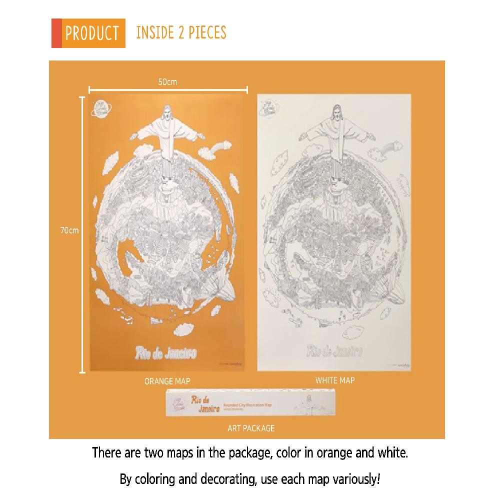 Dream Sky Lovely-Map Decorative Coloring Painting DIY Paper City Map - Rio de janeiro