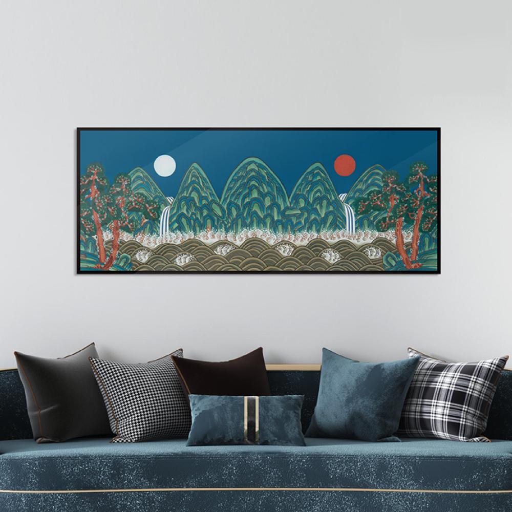 Korean Folk Art Frameless Art Print, minhwa drawing Korean art poster for home deco_'Ilwolobong'