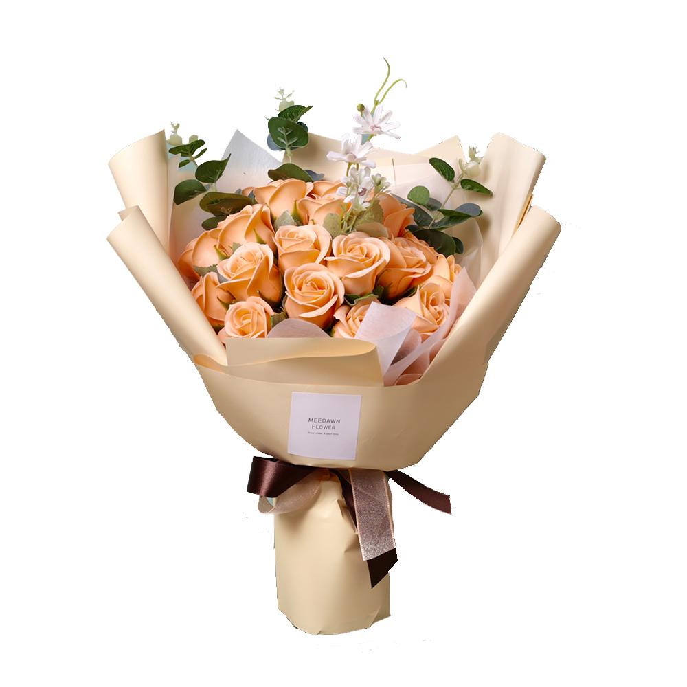 Soap Rose Flower Bouquet (Shine Orange)