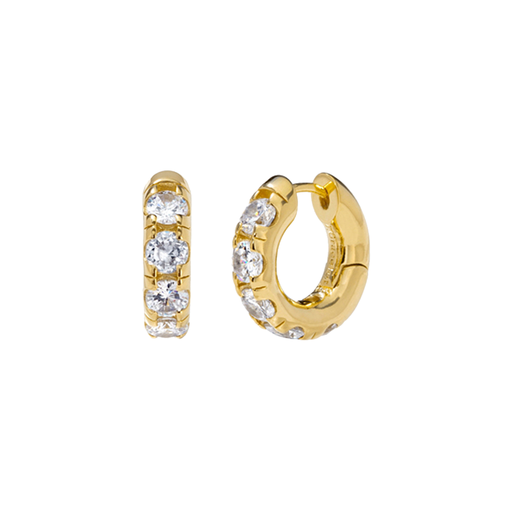 Round Volume White Earrings ( S925 )