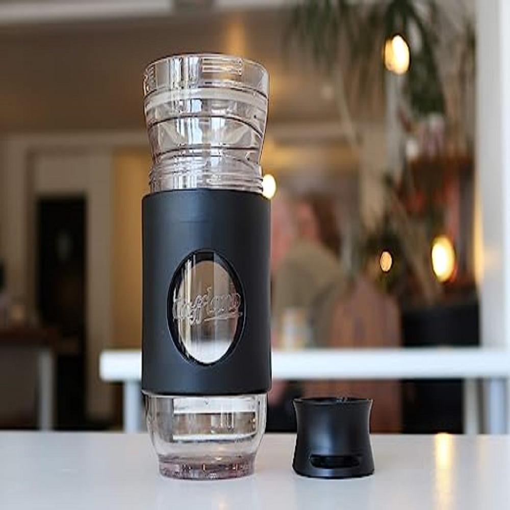 Cafflano GO-BREW – Portable Pour Over Brewing Coffee, Tea and Beverage Bottle BPA Free (Black)