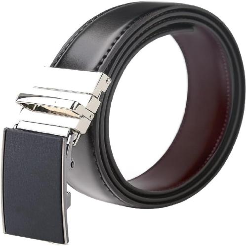 LineFit Men's Leather Belt_Casual Dress Classic Jean Adjustable Automatic Stretch Buckle S05 (Sizes