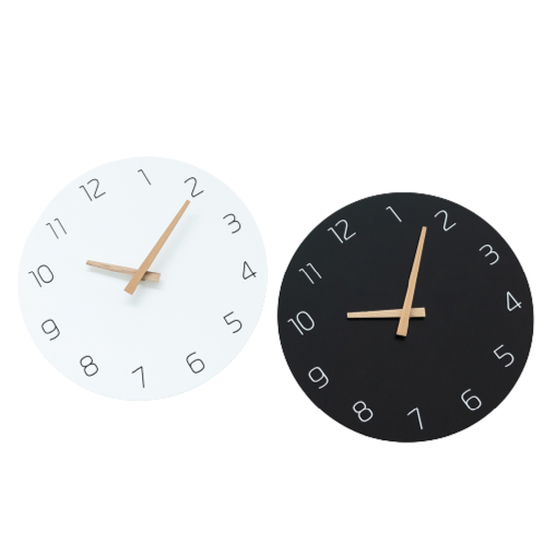 [100STORE] Silent Wall Clock - Simple - Mdf Wood - White - 30cm - 1pcs