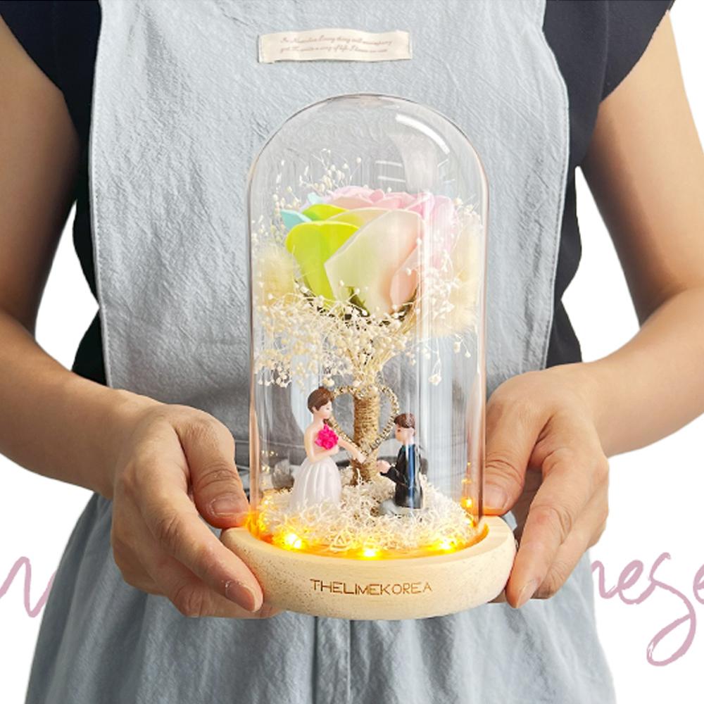 LED Rainbow Rose Glass Dome Mood Light Anniversary Gift