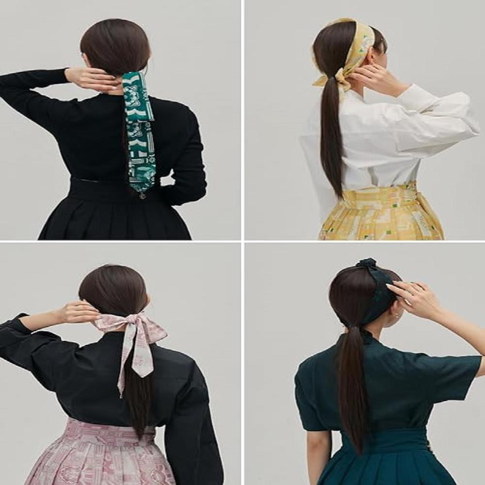 LEESLE Korean Traditional Hanbok HairBand Daenggi Scarf Hair Ribbon Accessroy(47.24in x 2.36in) (PIN