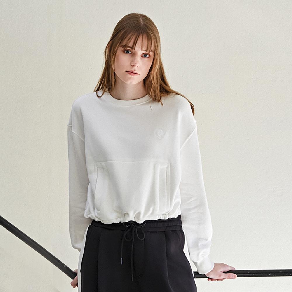 [CUSTOMUS] ﻿Puff sleeve hemline stopper crop sweat-shirt CXW23SKMT272